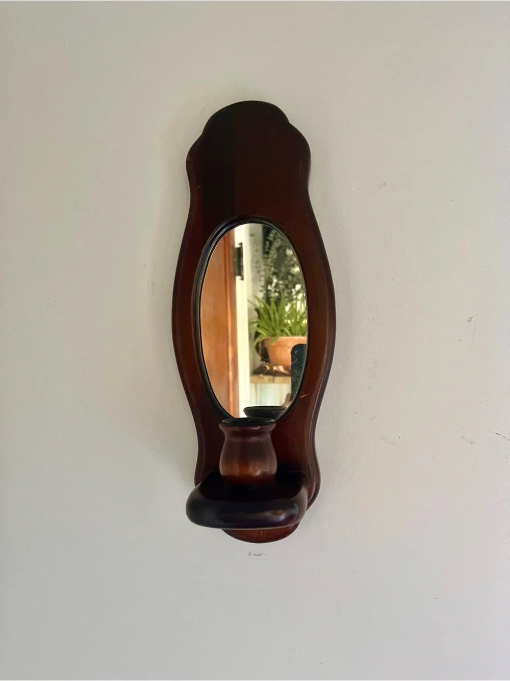 Wood wall sconce with mirror